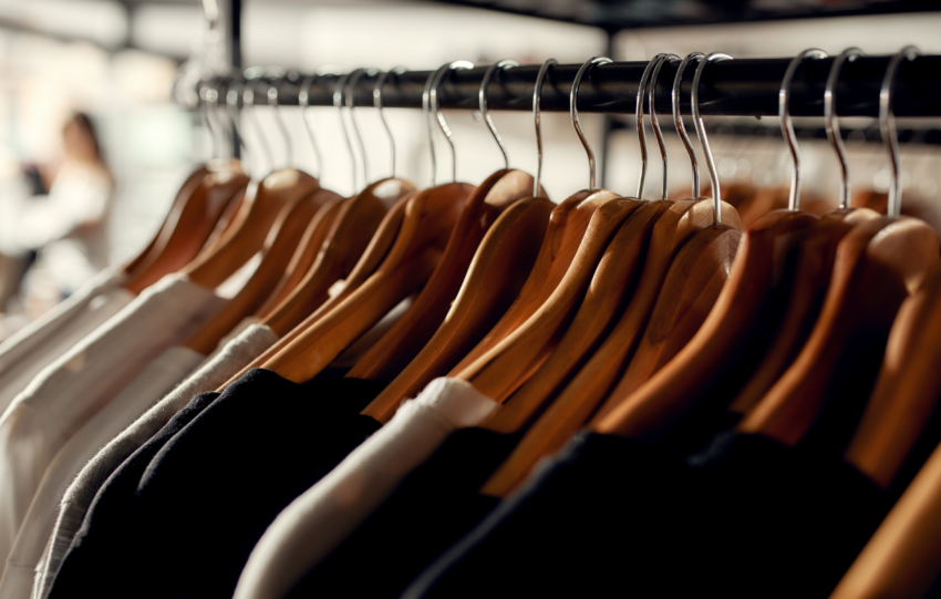How to Start a Clothing Brand: Image showcasing t-shirts hanging in a store.