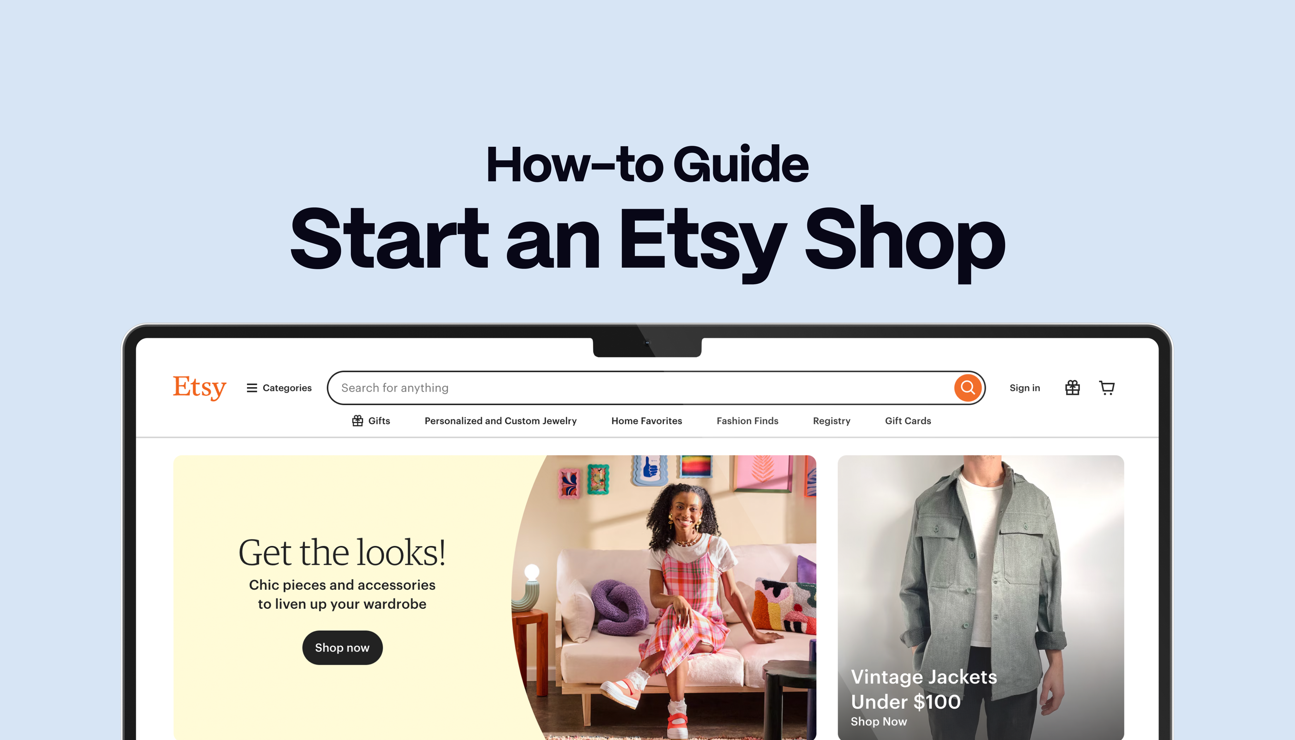 How to Start an Etsy Shop: Laptop showcasing the Etsy website.